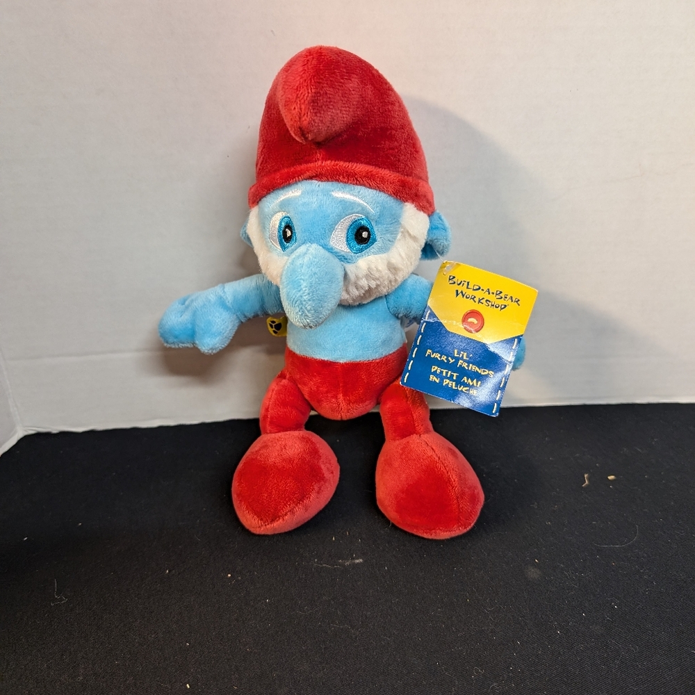 NWT Build a Bear Mini PAPA SMURF Stuffed Plush Toy Doll Red/Blue 2011 BAB